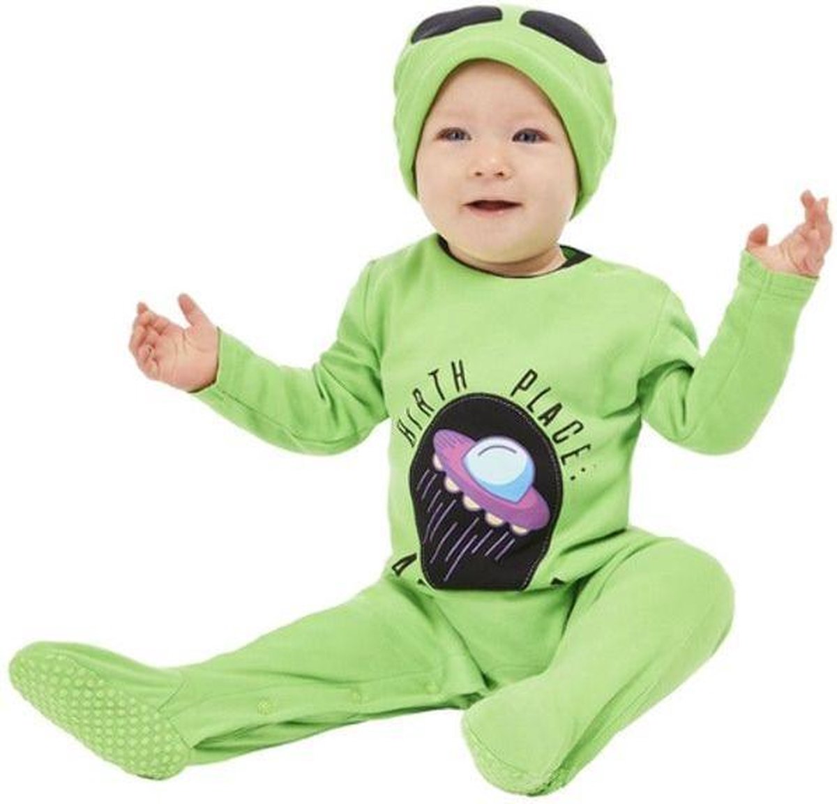 Alien Kostuum | Baby Buitenaarts Wezentje Kind Kostuum | 6 - 9 Maanden | Halloween | Verkleedkleding